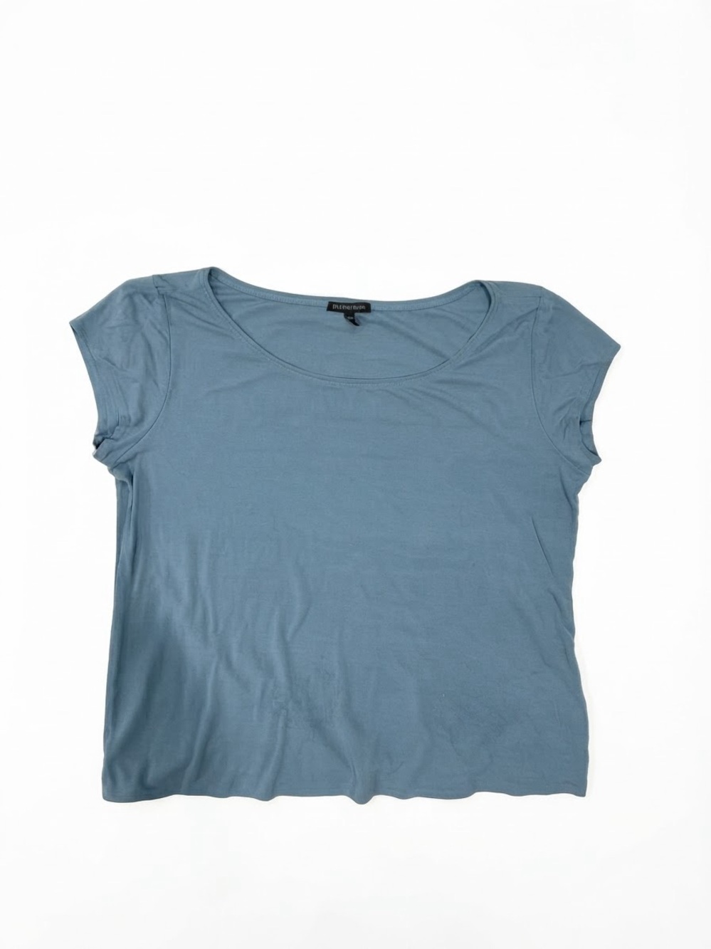 Eileen Fisher 100% Silk Cap Sleeve Top Dusty Blue Large